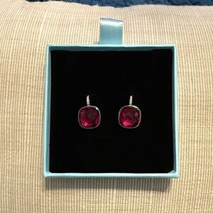 Swarovski Silver and Red Crystal Earrings